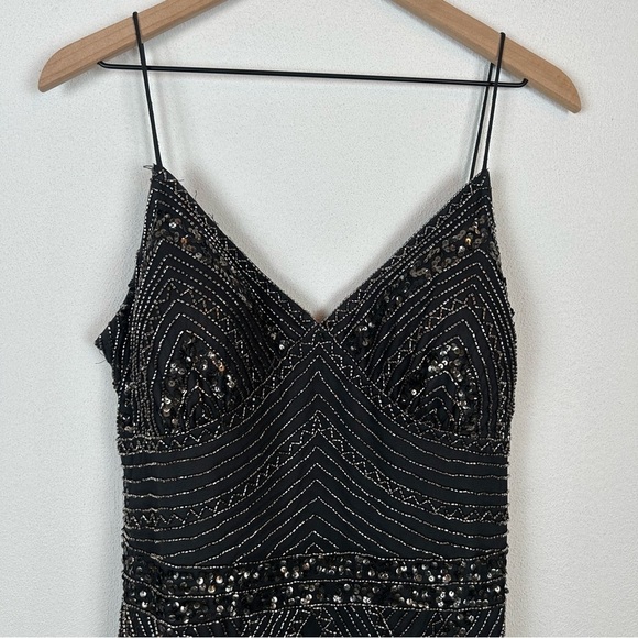 Marina Beaded Sequined Navy V-Neck Gown Dress 16 - Picture 6 of 16